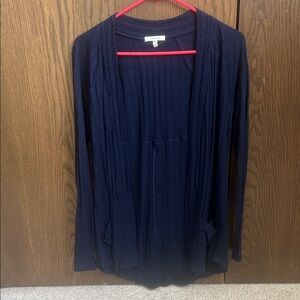Women's Navy Blue Open-front Sweater with detail buttons in the back